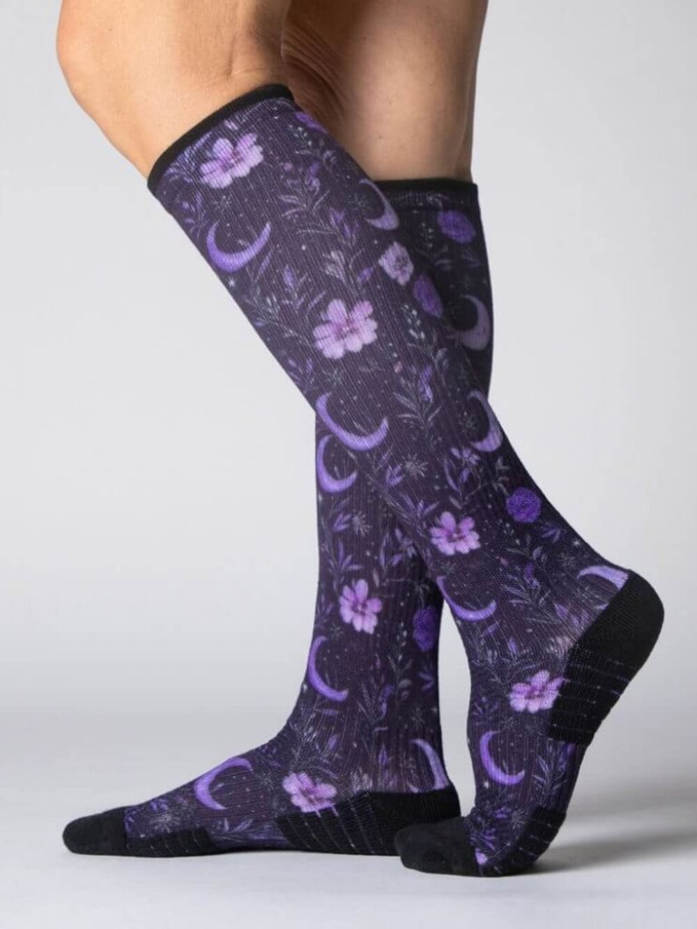 Purple Moon Pattern Compression Socks - Picture 3 of 5